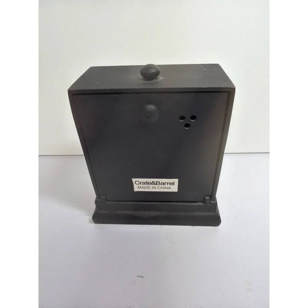 Vintage Crate & Barrel Black Carriage Style Table Alarm Clock